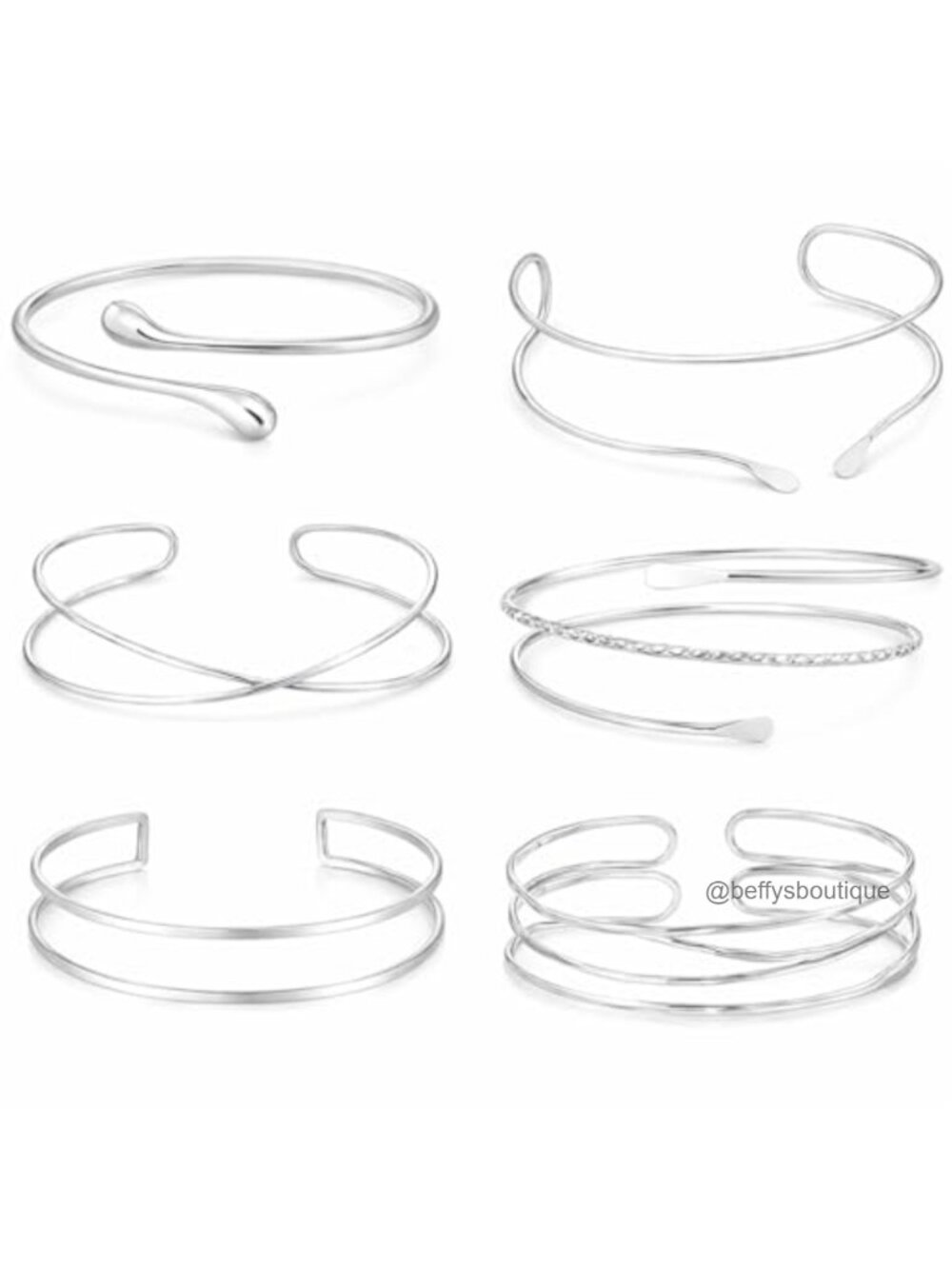 Arm Cuff Bracelet Set Adjustable Boho Upper Arm Jewelry for Women 6 Pieces